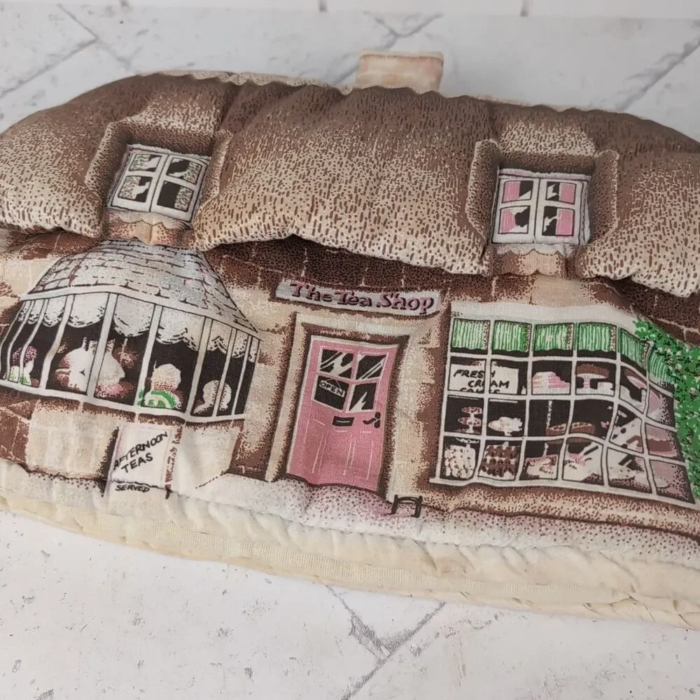 Vintage Sari Fabrics Thatched Cottage Tea Cosy The Tea Shop Retro Padded England